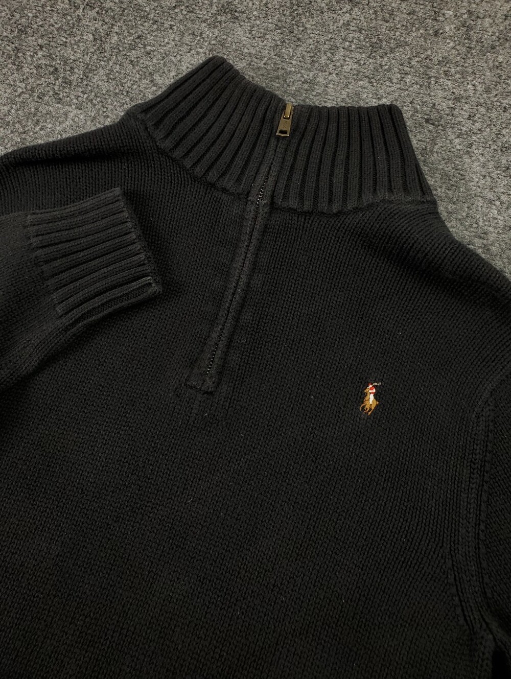 Vintage Polo Ralph Lauren Quarter Zip Knit Sweater Small Flesh Pony Pullover